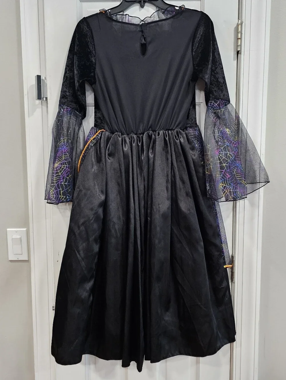Girls Rainbow Spiderweb Witch Costume Dress Metallic Spider Web Size 14/16 XL